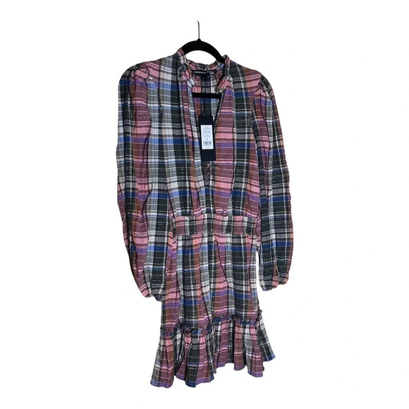 NWT Veronica Beard Olive and Pink Plaid Ruffle Destiny Dress Size 2 - Picture 6 of 12